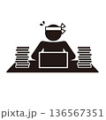 必死に仕事をする人のピクトグラムアイコン 136567351