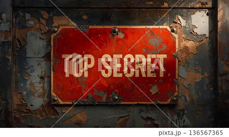 トップシークレットと書かれた古い看板 136567365
