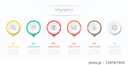 Infographic 6 options design elements for your business data. Vector Illustration. 136567404