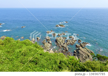 安乗埼(あのりざき)灯台がある安乗岬園地付近の風景 灯台から太平洋を臨む 三重県志摩市阿児町 安乗埼(あのりざき)灯台がある安乗岬園地付近の風景 灯台から太平洋を臨む 三重県志摩市阿児町 136567785