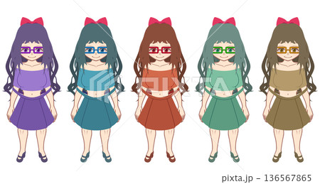 キャラクター創作補助用 女の子立ち絵素材3 キャラクター創作補助用 女の子立ち絵素材3 136567865