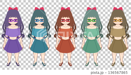 キャラクター創作補助用 女の子立ち絵素材3 キャラクター創作補助用 女の子立ち絵素材3 136567865