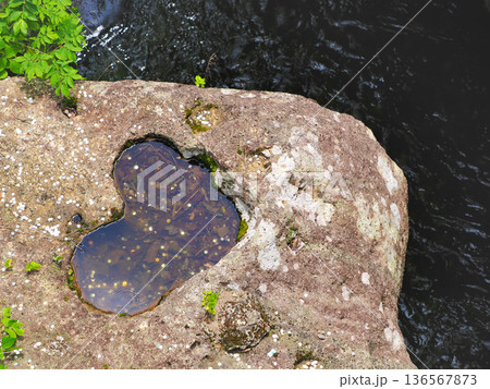 磊々峡のハート型の岩のくぼみ・宮城県仙台市太白区秋保 磊々峡のハート型の岩のくぼみ・宮城県仙台市太白区秋保 136567873