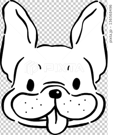 Cute French Bulldog Tongue Out Oultine Hand Drawn Cute French Bulldog Tongue Out Oultine Hand Drawn 136568496