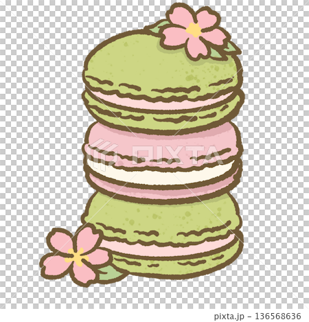 Stacked Matcha Sakura Macaron Dessert Illustration Japanese Spring Sweets Green Tea Pastry Cute Hand Drawn Food Art for Packaging Branding and Seasonal Designs Stacked Matcha Sakura Macaron Dessert Illustration Japanese Spring Sweets Green Tea Pastry Cute Hand Drawn Food Art for Packaging Branding and Seasonal Designs 136568636