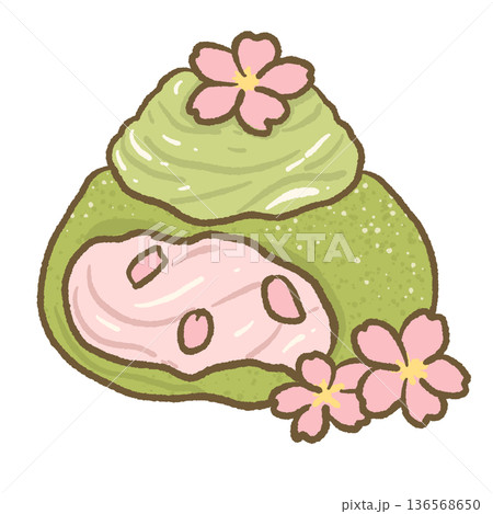 Sakura Matcha Cream Filled Mochi Dessert Illustration Japanese Wagashi Green Tea Sweet Cute Pastel Spring Food Artwork Sakura Matcha Cream Filled Mochi Dessert Illustration Japanese Wagashi Green Tea Sweet Cute Pastel Spring Food Artwork 136568650