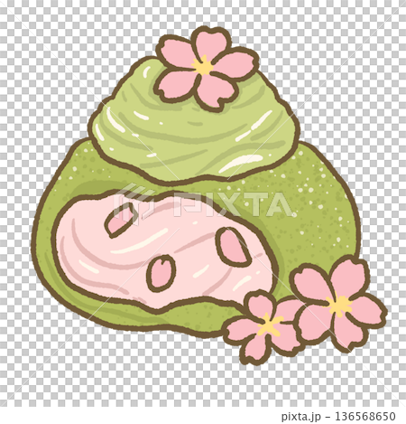 Sakura Matcha Cream Filled Mochi Dessert Illustration Japanese Wagashi Green Tea Sweet Cute Pastel Spring Food Artwork Sakura Matcha Cream Filled Mochi Dessert Illustration Japanese Wagashi Green Tea Sweet Cute Pastel Spring Food Artwork 136568650