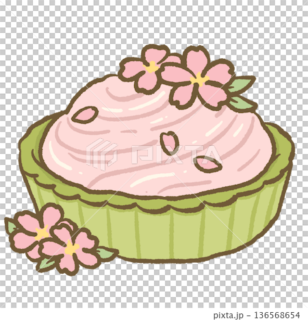 Sakura matcha tart dessert with pink floral topping soft pastel kawaii illustration inspired by japanese spring sweets for bakery dessert clipart Sakura matcha tart dessert with pink floral topping soft pastel kawaii illustration inspired by japanese spring sweets for bakery dessert clipart 136568654