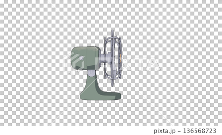 復古檯扇側視圖 - 復古家用電器，夏季傳統3D插圖 136568723