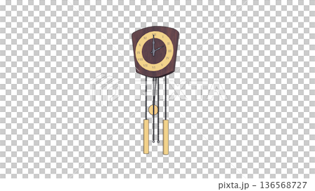 レトロな木製の振り子時計（柱時計） - ヴィンテージ雑貨の3Dイラスト  136568727