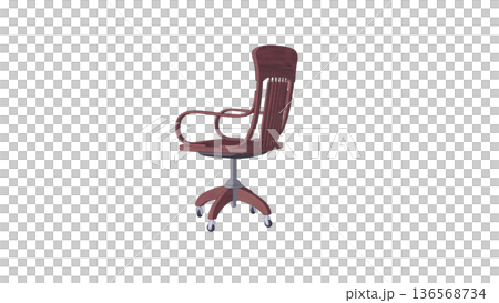 Retro wooden office chair (swivel chair) - 3D illustration of vintage furniture Retro wooden office chair (swivel chair) - 3D illustration of vintage furniture 136568734