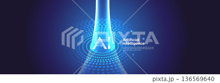 Generative AI Technology Background with Light Beam 136569640