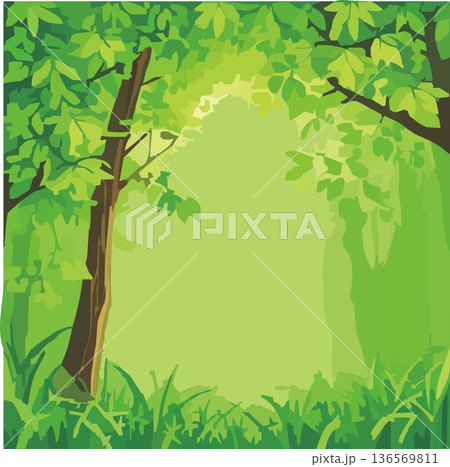 たくさんの緑の木々と空間のベクターイラスト たくさんの緑の木々と空間のベクターイラスト 136569811