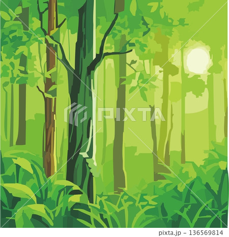 たくさんの緑の木々のベクターイラスト たくさんの緑の木々のベクターイラスト 136569814