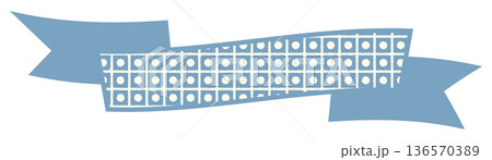 シンプルでかわいい鹿の子模様のリボン ブルー1 136570389