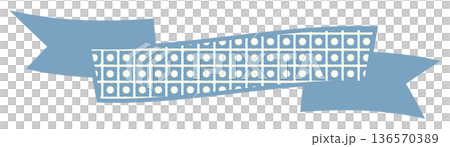 シンプルでかわいい鹿の子模様のリボン ブルー1 136570389