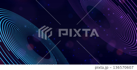 Science motion blue and purple circles lines on dark backgrounds. 136570607