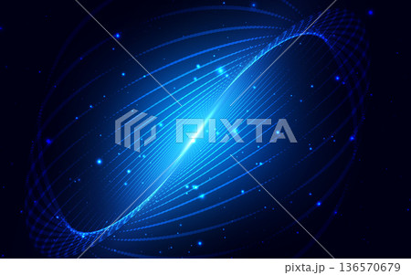 Futuristic lines curve with lighting effect on blue background. Technology network concept. 136570679