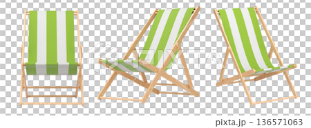 Set of striped beach chairs for summer getaways isolated on white background. Set of striped beach chairs for summer getaways isolated on white background. 136571063