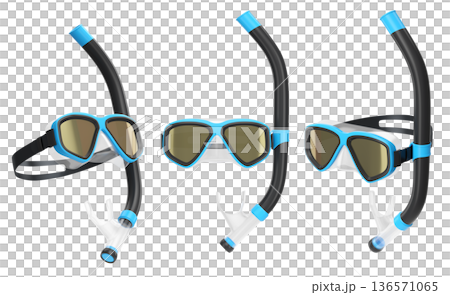 Set of diving mask and snorkel for snorkeling on white background. Set of diving mask and snorkel for snorkeling on white background. 136571065