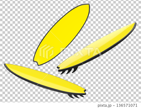 Set of surfboard for summer surfing on surf board on white background. 136571071