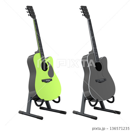 Set of electric acoustic guitar isolated on white transparent background. Set of electric acoustic guitar isolated on white transparent background. 136571235