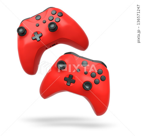 Wireless gaming controllers flying in air isolated on white background, symbolizing gaming technology concept Wireless gaming controllers flying in air isolated on white background, symbolizing gaming technology concept 136571247