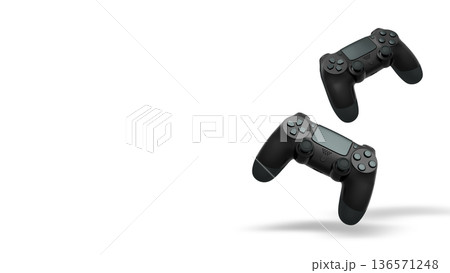 Wireless gaming controllers flying in air isolated on white background, symbolizing gaming technology concept Wireless gaming controllers flying in air isolated on white background, symbolizing gaming technology concept 136571248