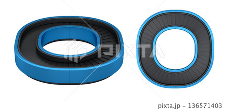 Set of Airport luggage conveyor belt from baggage claim area on white background. 136571403
