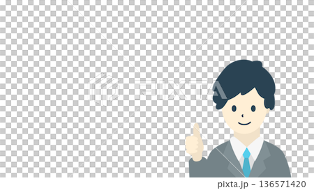 Business person illustration of a man in a suit giving a thumbs up OK sign (with space) 136571420
