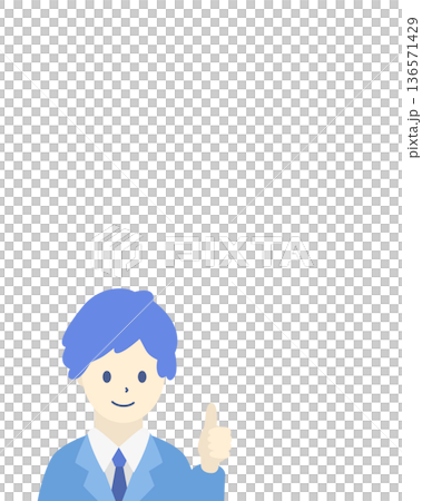 Business person illustration of a man in a suit giving a thumbs up OK sign (with space) 136571429