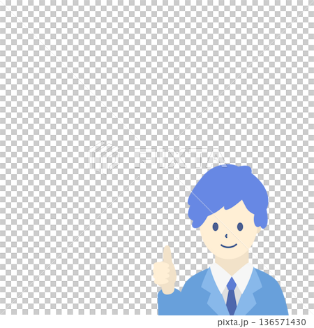 Business person illustration of a man in a suit giving a thumbs up OK sign (with space) 136571430