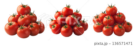 Heap of campari red tomato with a green stem isolated on a white background Heap of campari red tomato with a green stem isolated on a white background 136571471