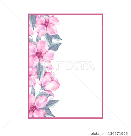 Pink floral vertical frame with copy space Pink floral vertical frame with copy space 136571996