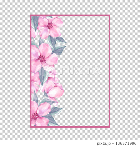 Pink floral vertical frame with copy space 136571996