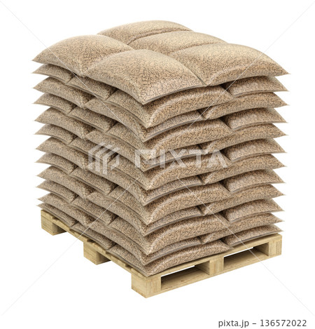 Pellet bags isolated on the white background - 3d illustration Pellet bags isolated on the white background - 3d illustration 136572022