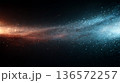 横方向に広がる粒子の光が美しい幻想的なエネルギーライン抽象背景 136572257