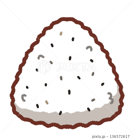 シンプルなごま塩おにぎりのイラスト シンプルなごま塩おにぎりのイラスト 136572617