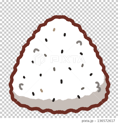 シンプルなごま塩おにぎりのイラスト シンプルなごま塩おにぎりのイラスト 136572617