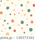A drawing of multicolored circles on a light yellow background. 136573162