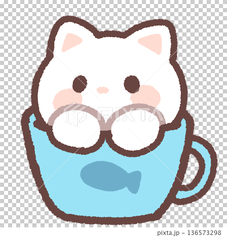 一隻貓在一個簡單的杯子裡 136573298