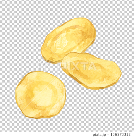 Potato chips - Hand-drawn watercolor illustration of food 136573312
