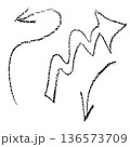 Set of Hand Drawn Wave Chalk Vector Arrows Doodle on White Background. 136573709