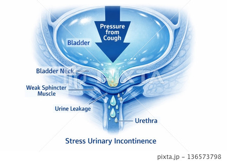 Pelvic floor stress urinary incontinence cross...のイラスト素材 [136573798 ...