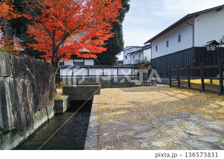 岐阜_飛騨古川の街並と紅葉の風景 岐阜_飛騨古川の街並と紅葉の風景 136573831