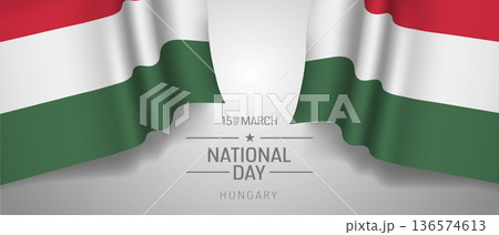 Hungary happy national day greeting card, banner with template text vector illustration 136574613