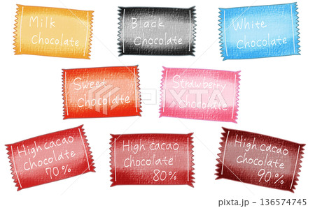 ゆるめシンプルいろいろチョコレートセット　アナログ風 136574745