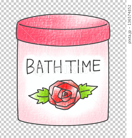 Simple and relaxed bath salt bottle, rose scent, analog style 136574852