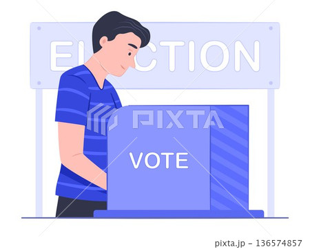 Voter Man Doing Vote at Polling Booth in Polling Station for Election and Politics Concept Illustration Clip Art Voter Man Doing Vote at Polling Booth in Polling Station for Election and Politics Concept Illustration Clip Art 136574857