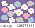 かわいい花柄　背景　イラスト ベクター 136575325